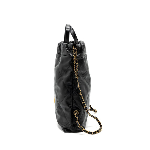 CHANEL 22 BACKPACK SHINY CALFSKIN BLACK GHW(MICROCHIP)