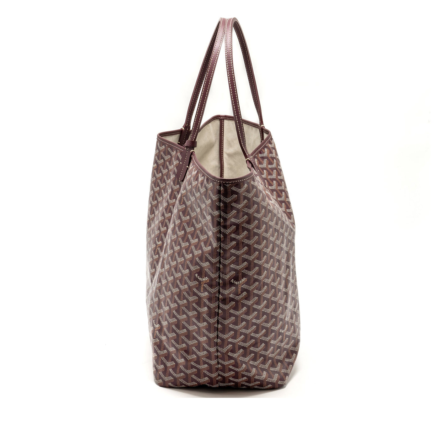 GOYARD SAINT LOUIS GM TOTE BAG GOYARDINE CANVAS/CALFSKIN BURGUNDY SHW