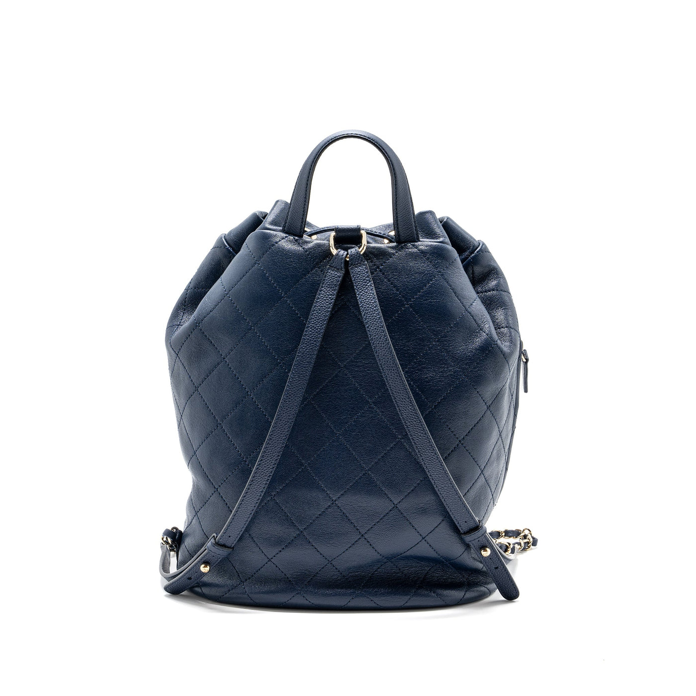 CHANEL DRAWSTRING BACKPACK LAMBSKIN / GRAINED CALFSKIN DARK BLUE LGHW