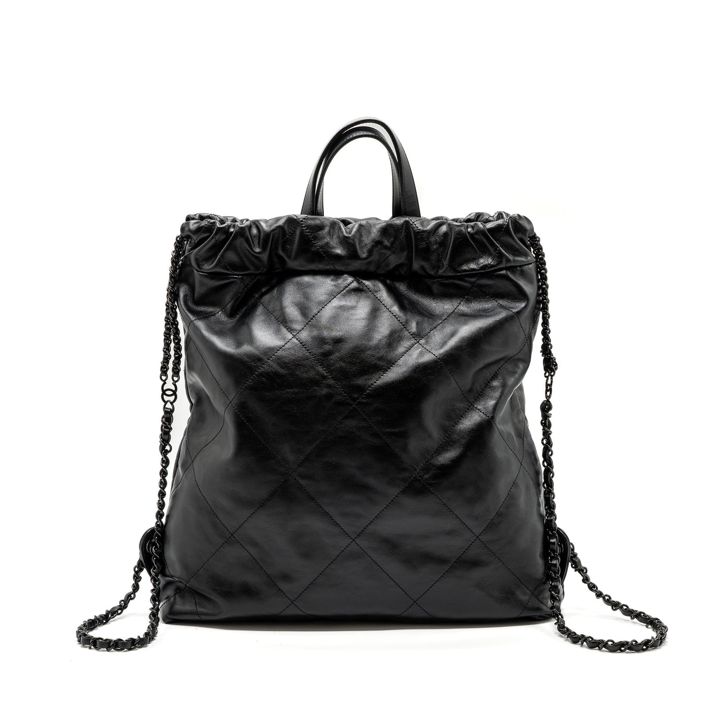 CHANEL 22 BACKPACK CALFSKIN SO BLACK / BLACK HARDWARE (MICROCHIP)