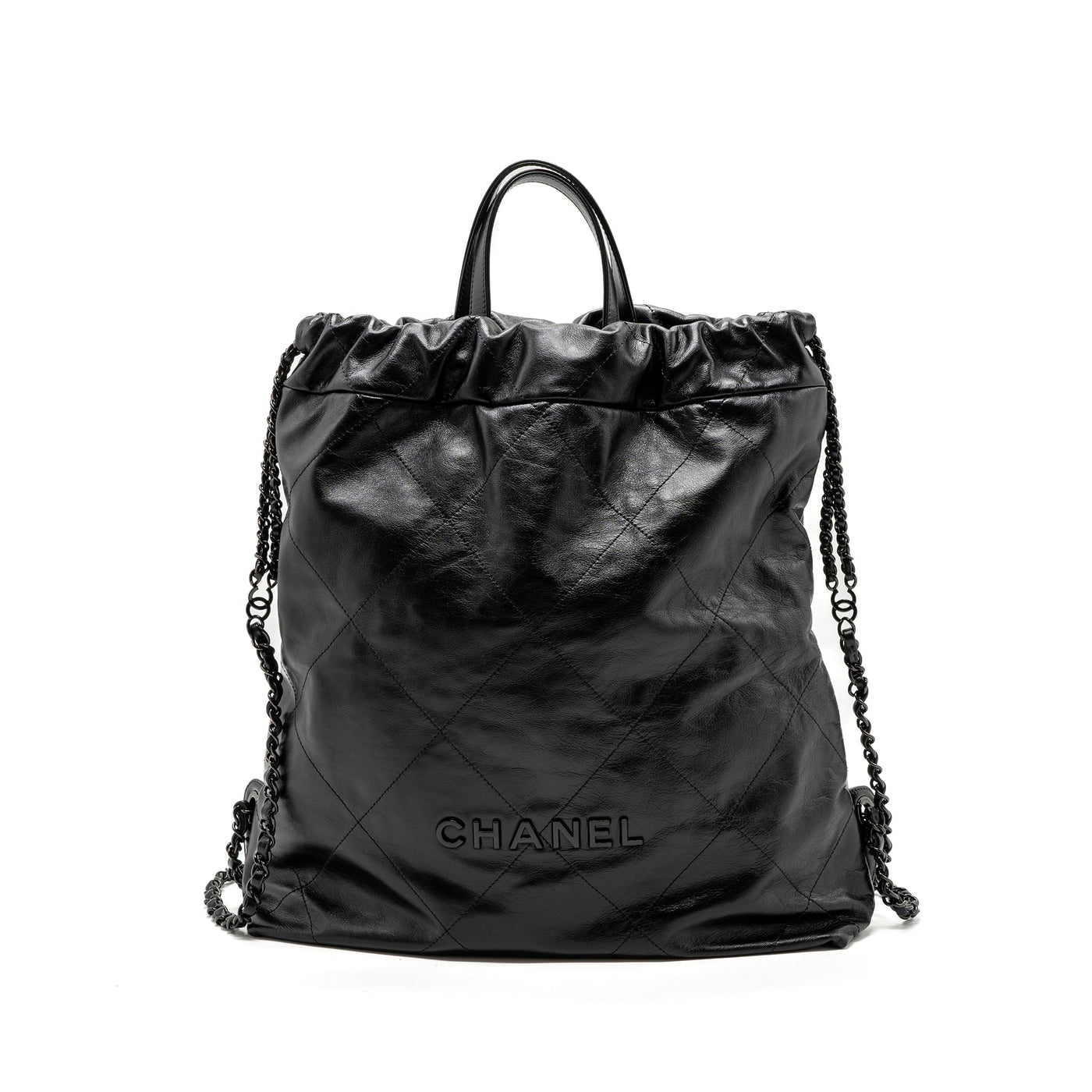 CHANEL 22 BACKPACK CALFSKIN SO BLACK / BLACK HARDWARE (MICROCHIP)