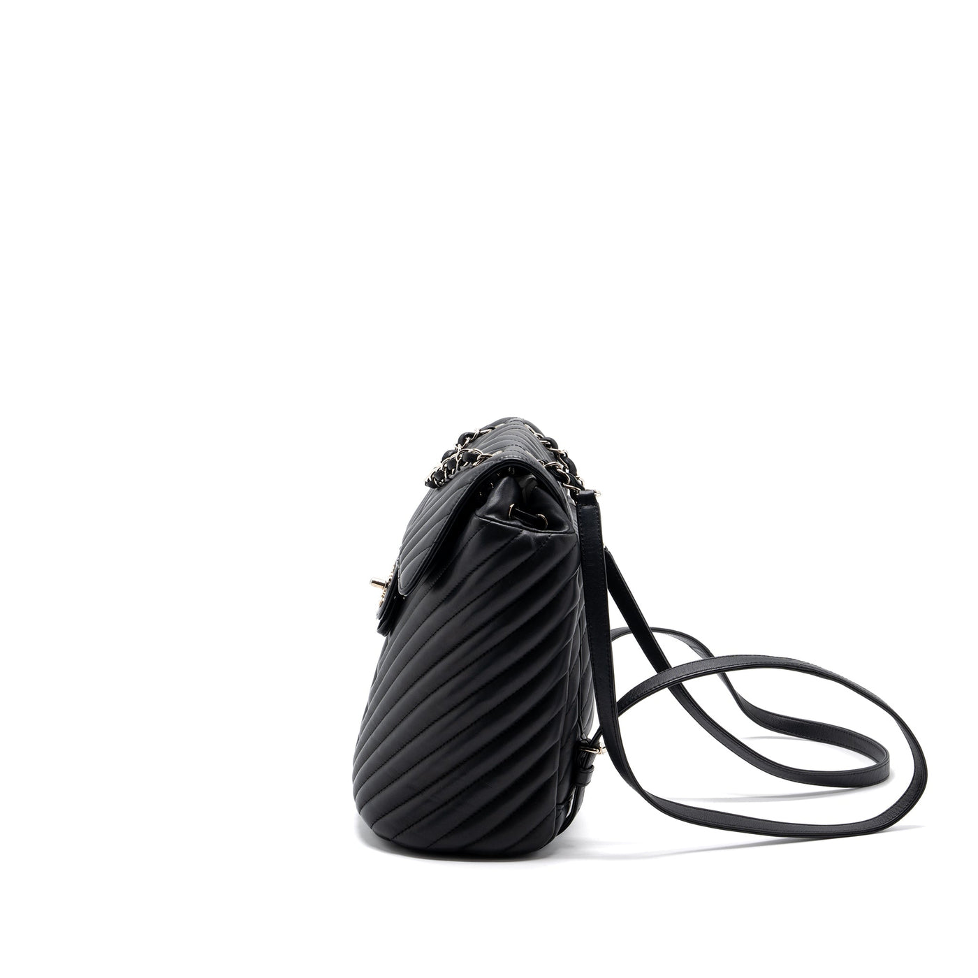 CHANEL SMALL URBAN SPIRIT BACKPACK CHEVRON CALFSKIN BLACK SHW