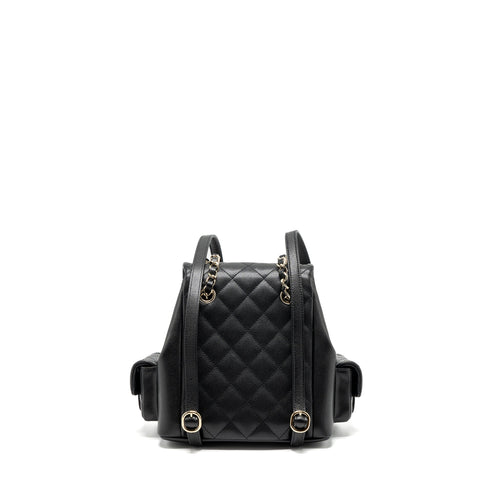 CHANEL 23K TRIPLE POCKET BACKPACK CAVIAR BLACK LGHW (MICROCHIP)