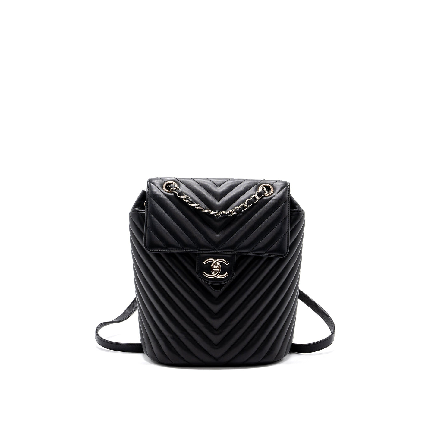 CHANEL SMALL URBAN SPIRIT BACKPACK CHEVRON CALFSKIN BLACK SHW