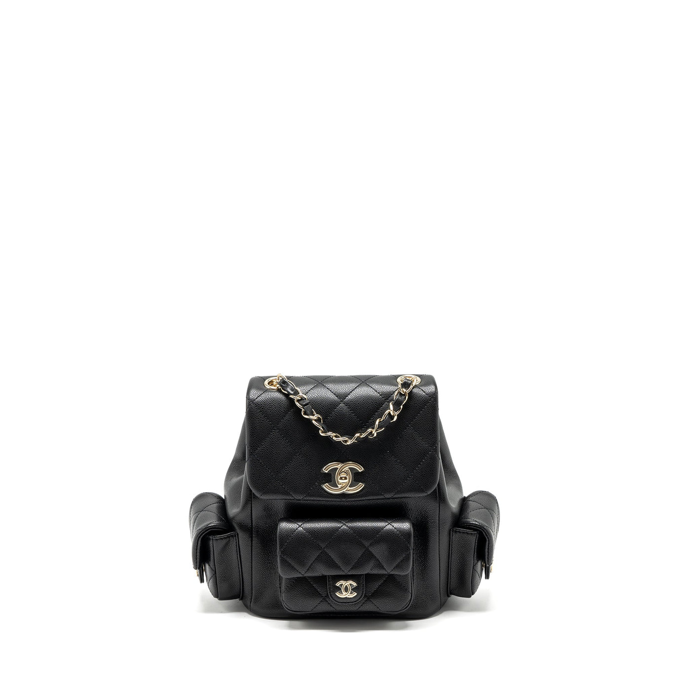 CHANEL 23K TRIPLE POCKET BACKPACK CAVIAR BLACK LGHW (MICROCHIP)