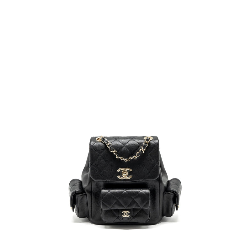 CHANEL 23K TRIPLE POCKET BACKPACK CAVIAR BLACK LGHW (MICROCHIP)