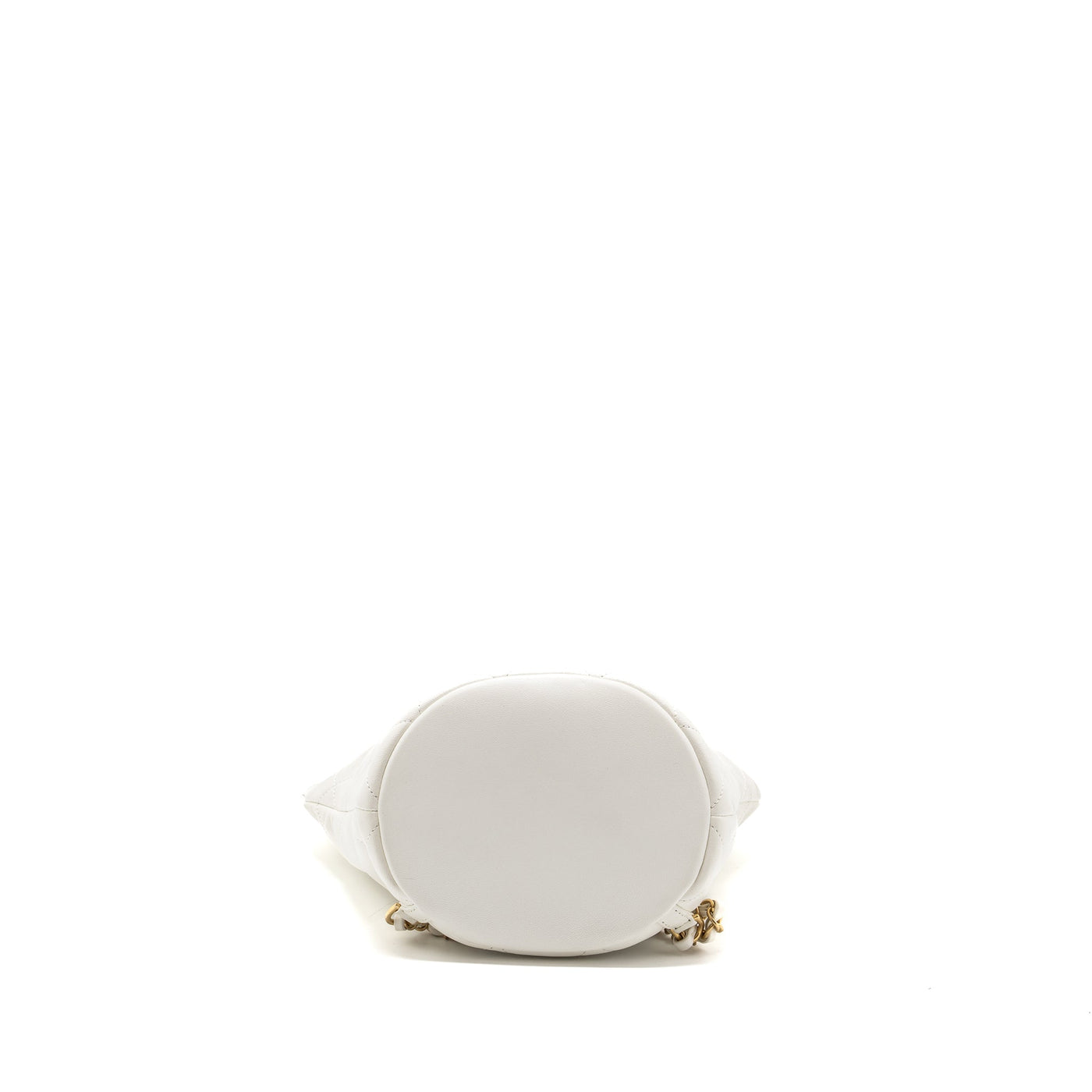 CHANEL ROUND HANDLE BUCKET BACKPACK LAMBSKIN WHITE GHW