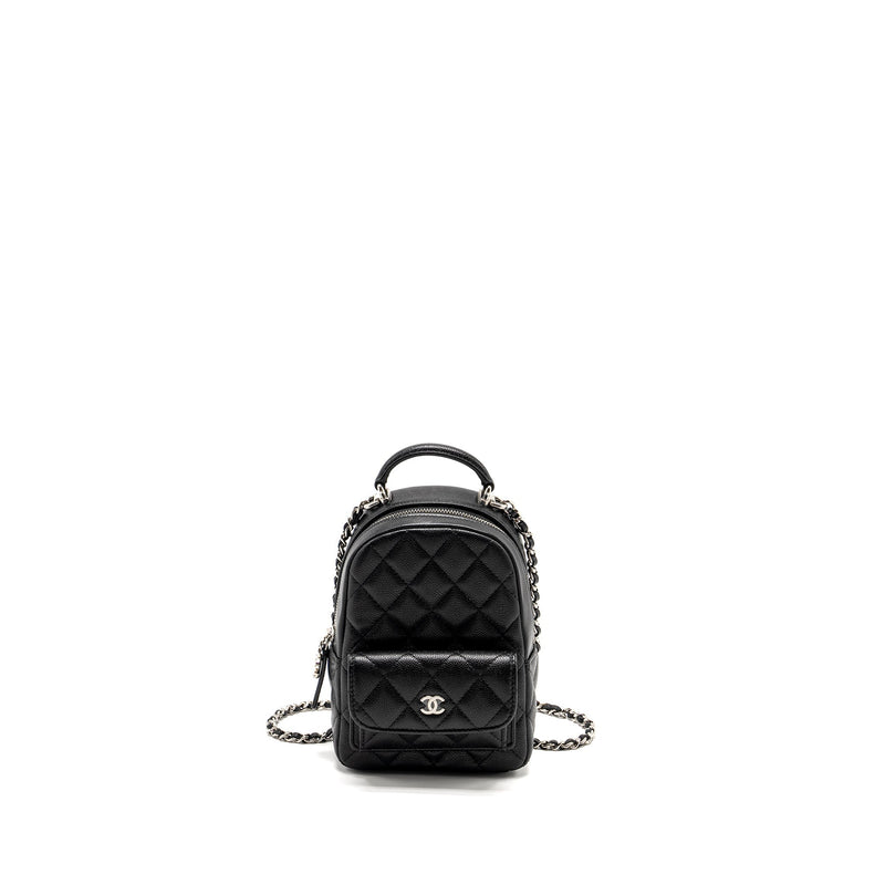 CHANEL 24P MINI BACKPACK/CROSSBODY BAG CAVIAR BLACK SHW (MICROCHIP)