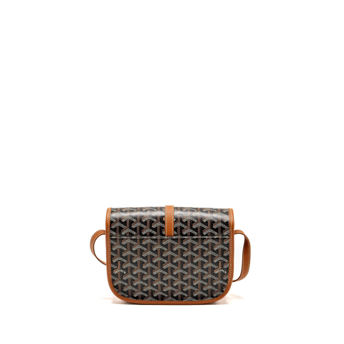 GOYARD BELVEDERE PM MESSENGER BAG GOYARDLINE CANVAS/CALFSKIN BLACK/TAN SHW