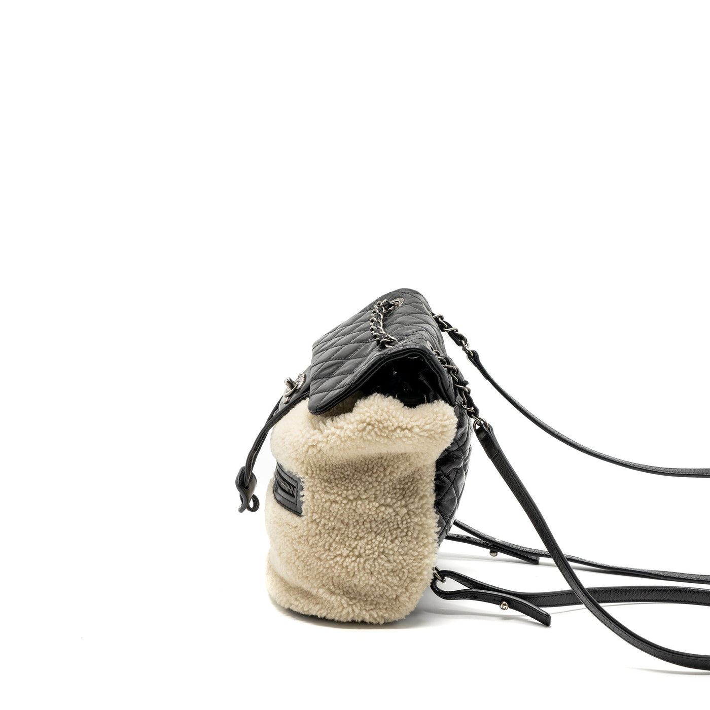 CHANEL SMALL MOUNTAIN BACKPACK QUILTED CALFSKIN / SHEARLING MULTICOLOUR RUTHENIUM HARDWARE