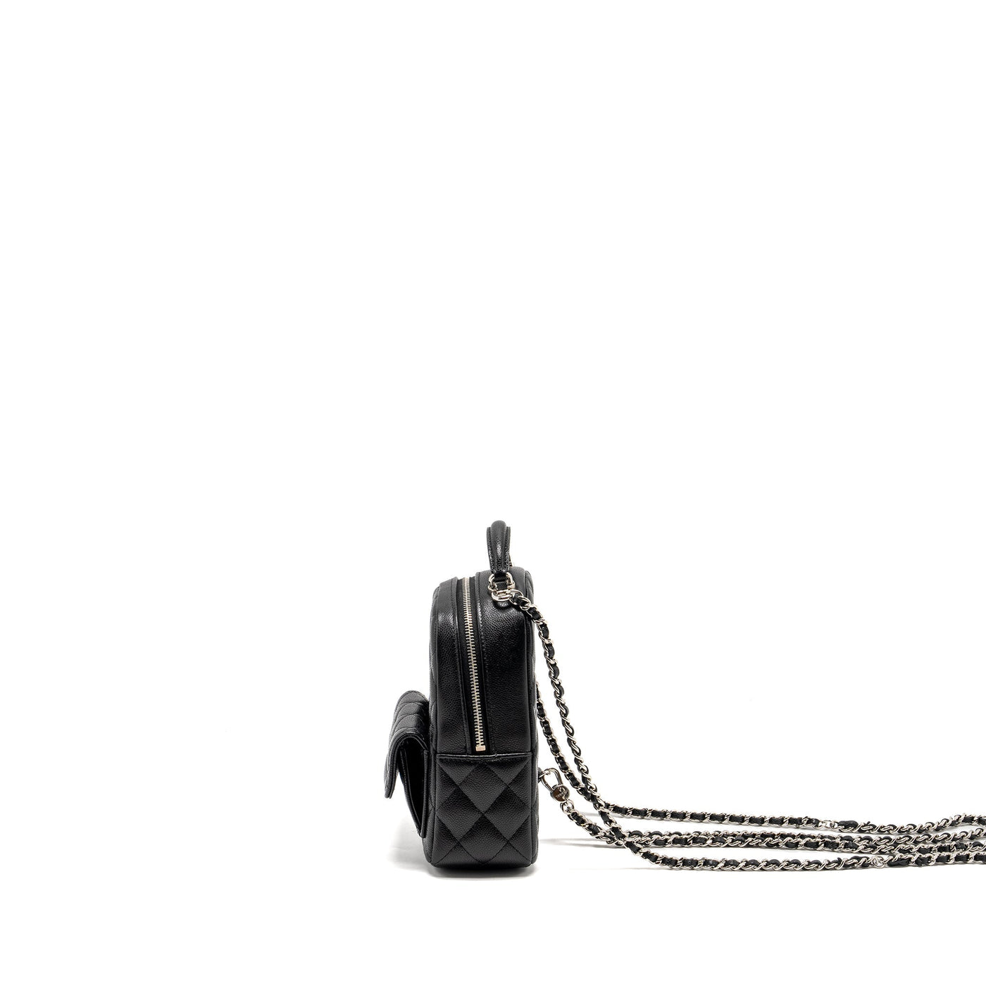CHANEL 24P MINI BACKPACK/CROSSBODY BAG CAVIAR BLACK SHW (MICROCHIP)