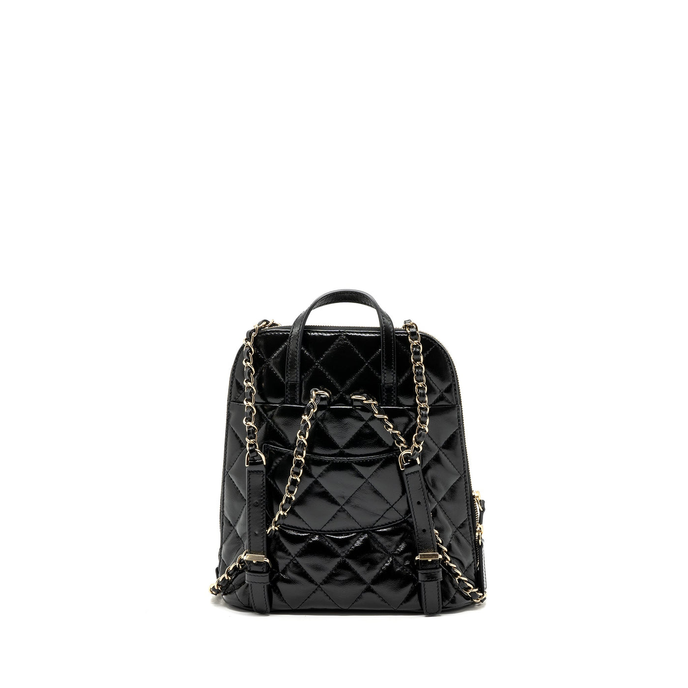 CHANEL 22A BACKPACK PATENT BLACK LGHW (MICROCHIP)