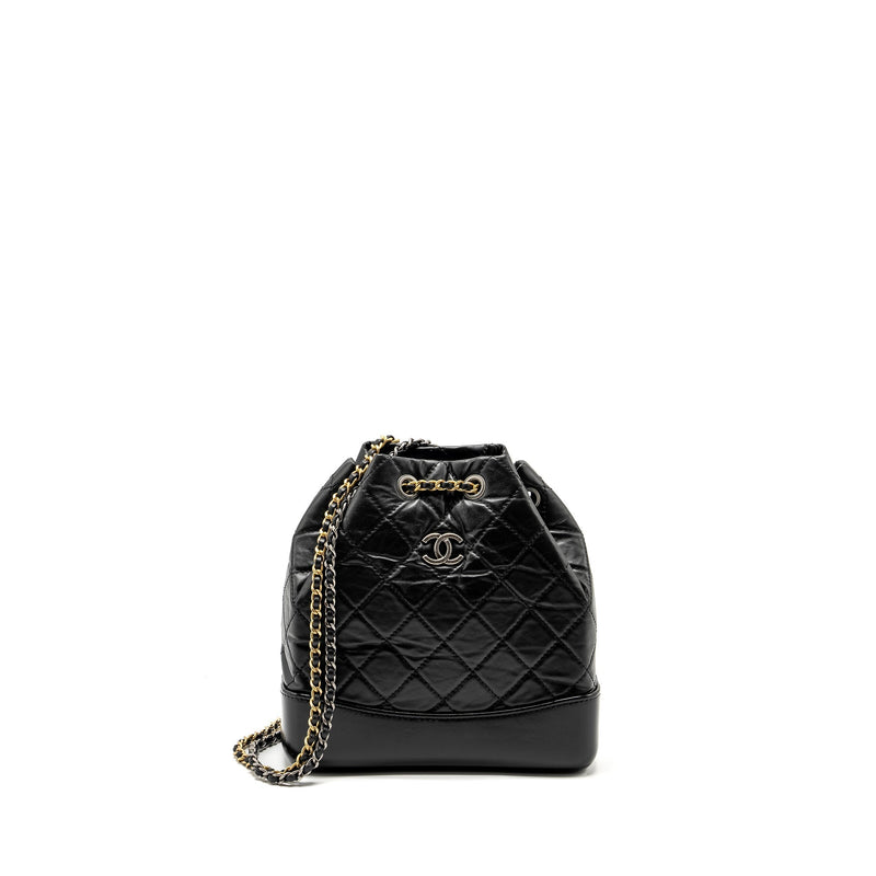 CHANEL SMALL GABRIELLE BACKPACK CALFSKIN BLACK MULTICOLOUR HARDWARE (MICROCHIP)