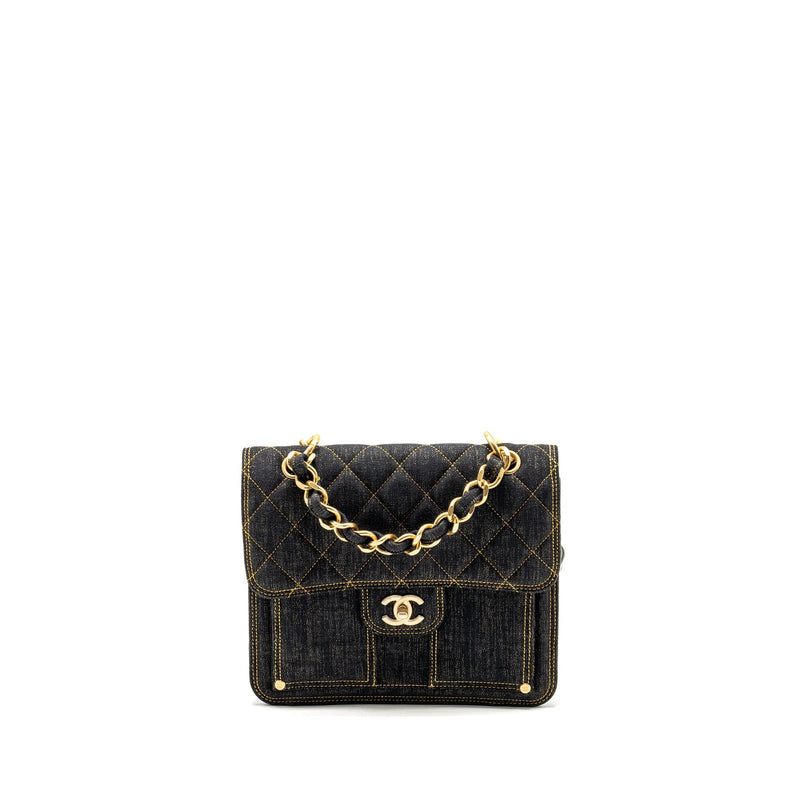 CHANEL 23S FLAP BACKPACK DENIM DARK BLUE WITH BRUSHED GHW (MICROCHIP)