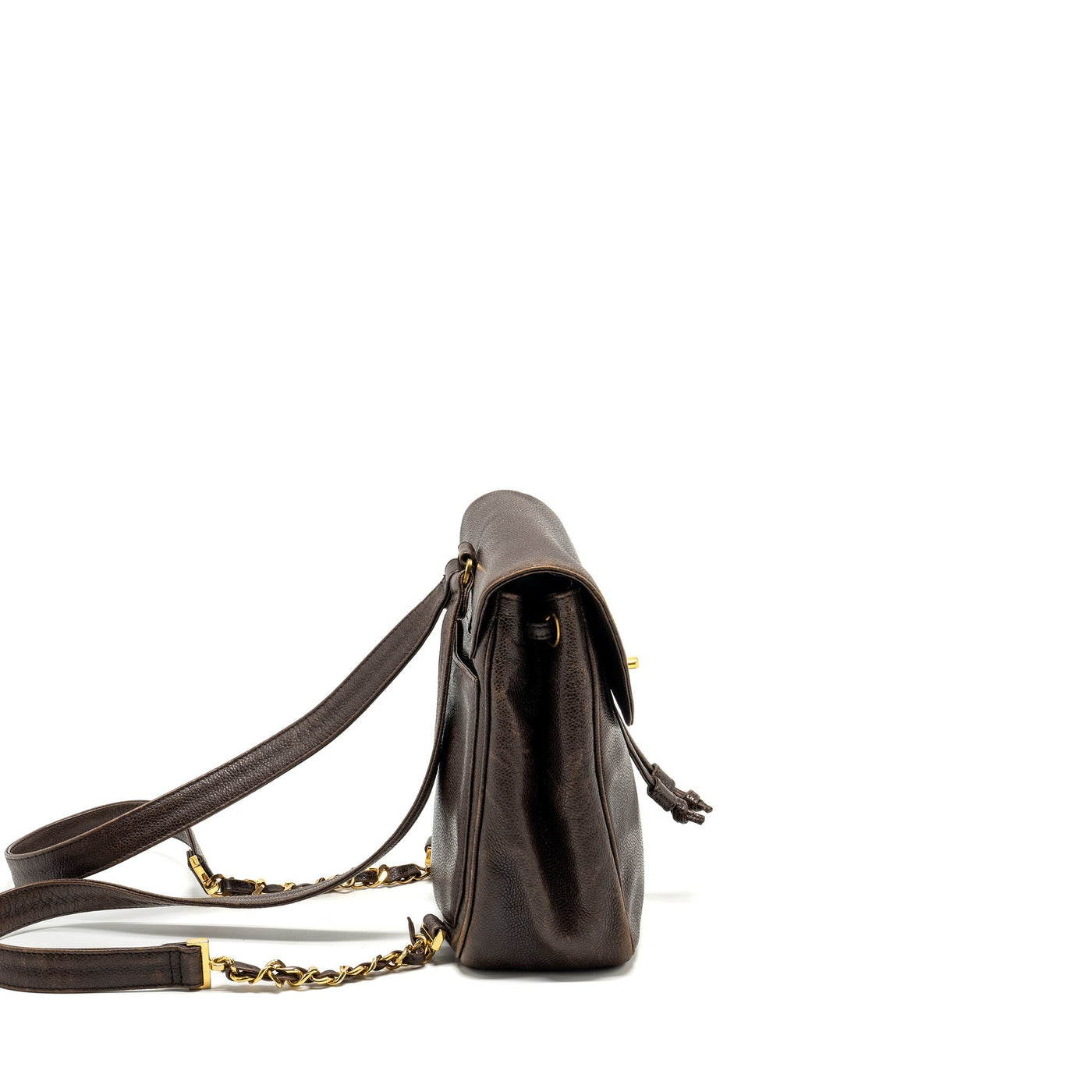 CHANEL VINTAGE FLAP BACKPACK CAVIAR BROWN GHW