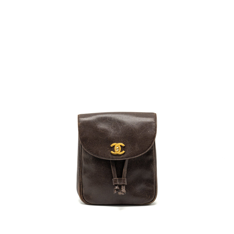 CHANEL VINTAGE FLAP BACKPACK CAVIAR BROWN GHW