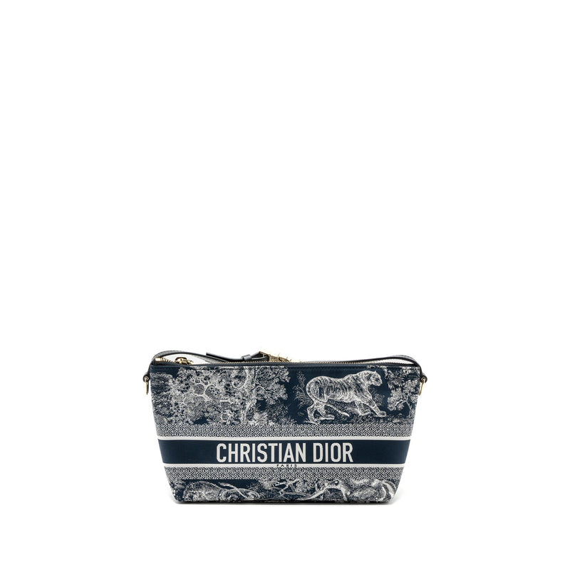DIOR MEDIUM DIOR TRAVEL NOMAD POUCH FABRIC NAVY GHW