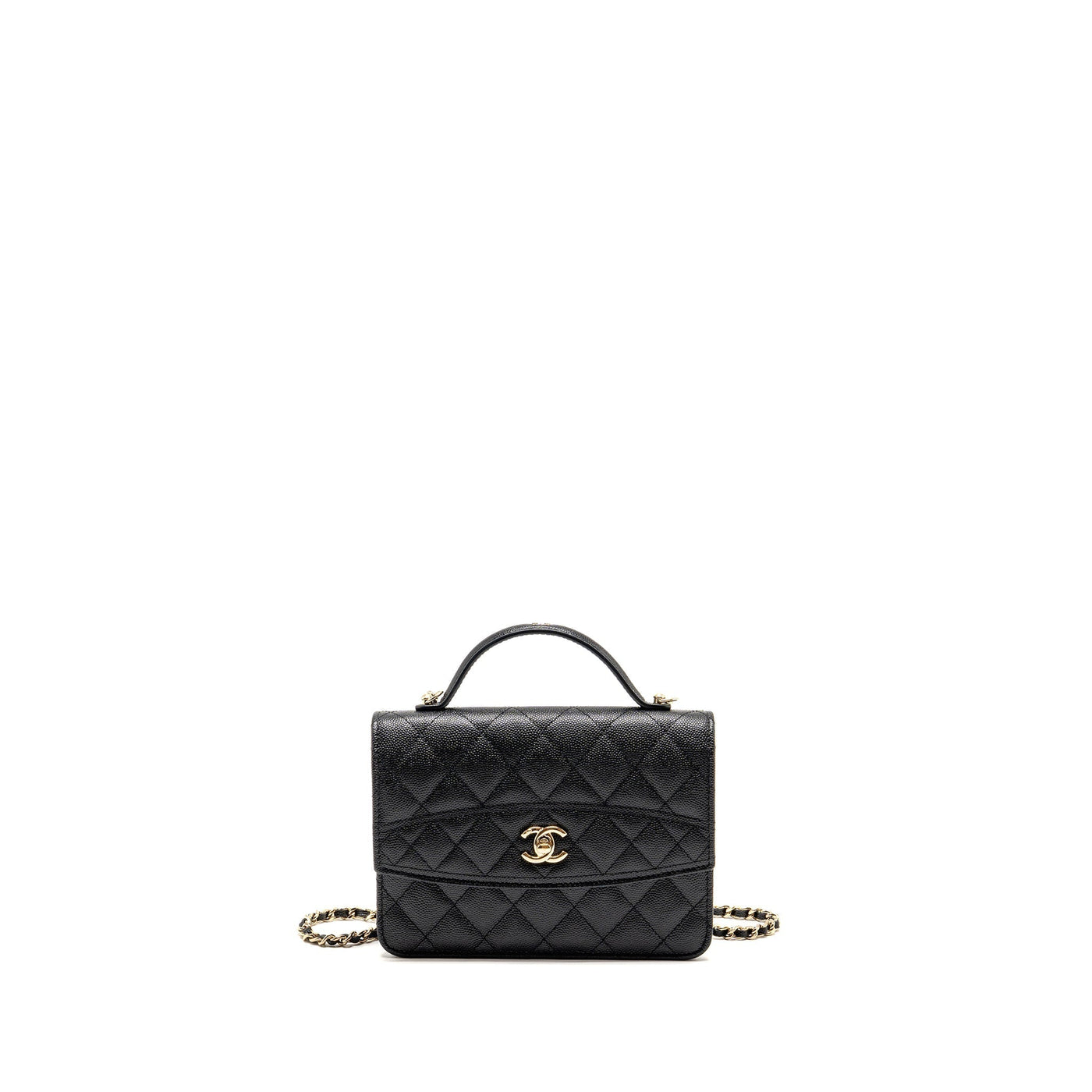 CHANEL 25C QUILTED CC TOP HANDLE MINI BACKPACK CAVIAR BLACK LGHW (MICROCHIP)