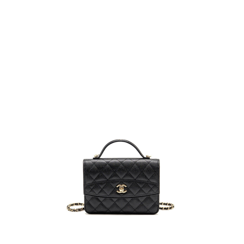 CHANEL 25C QUILTED CC TOP HANDLE MINI BACKPACK CAVIAR BLACK LGHW (MICROCHIP)
