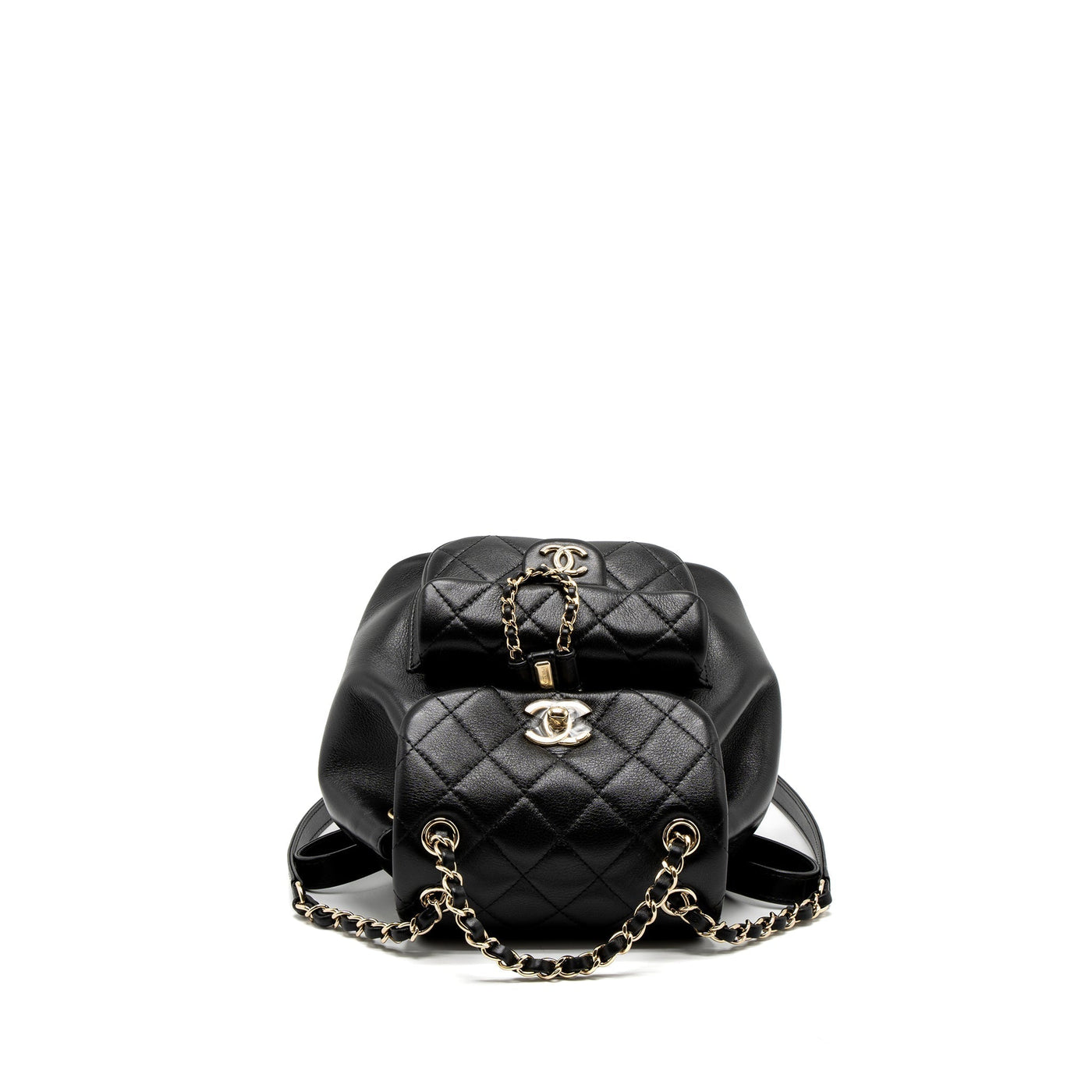 CHANEL 23C DUMA MINI BACKPACK CALFSKIN BLACK LGHW (MICROCHIP)