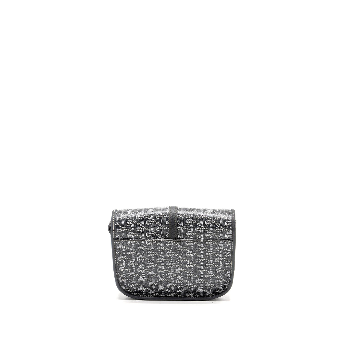 GOYARD BELVEDERE PM MESSENGER BAG GOYARDINE CANVAS CALFSKIN GREY SHW