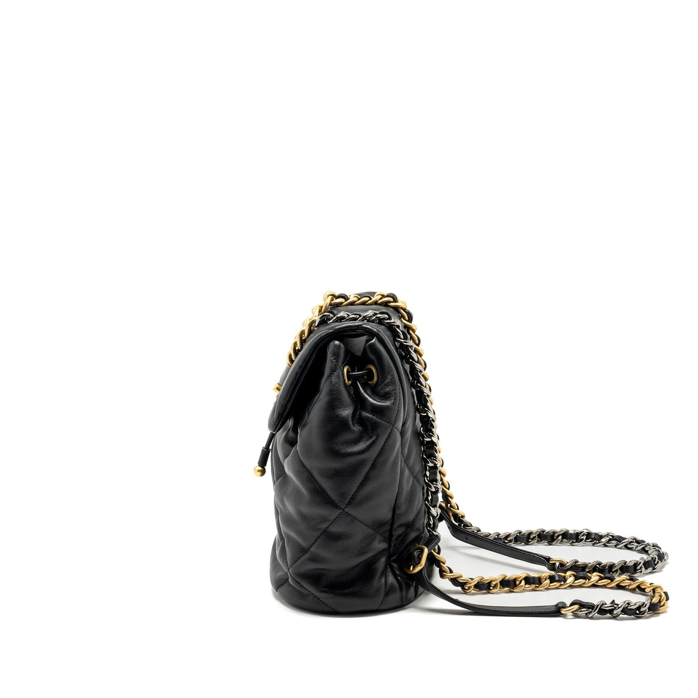 CHANEL 24C 19 BACKPACK SHINY LAMBSKIN BLACK MULTICOLOUR HARDWARE(MICROCHIP)