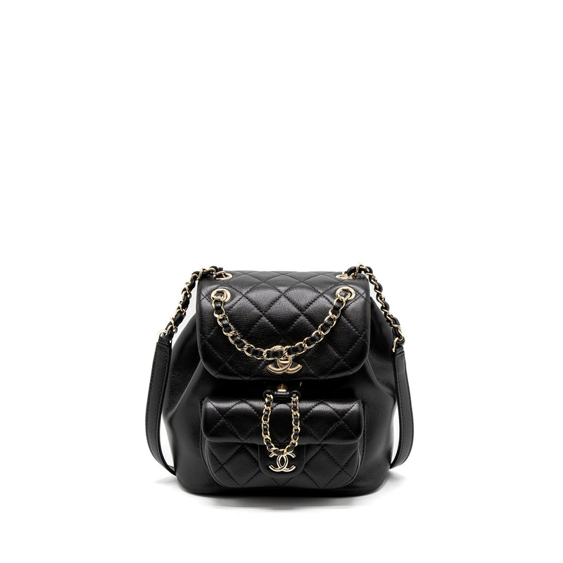 CHANEL 23C DUMA MINI BACKPACK CALFSKIN BLACK LGHW (MICROCHIP)