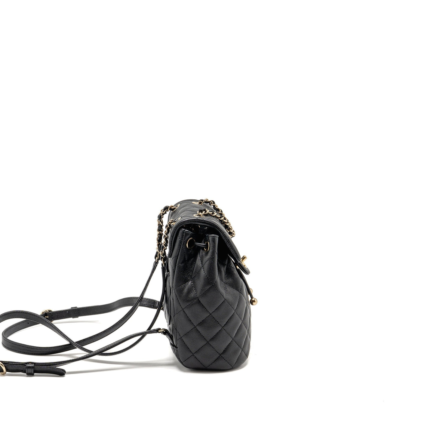CHANEL QUILTED MINI BACKPACK CAVIAR BLACK LGHW (MICROCHIP)