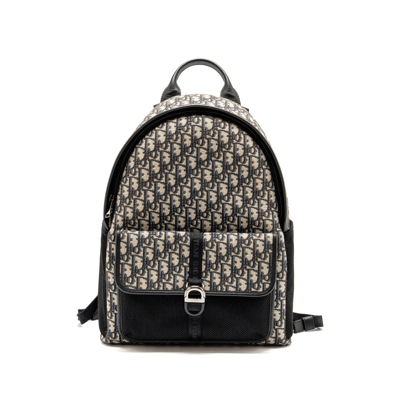 DIOR MEN’S BACKPACK DIOR OBLIQUE CANVAS / CALFSKIN BLUE / BLACK SHW
