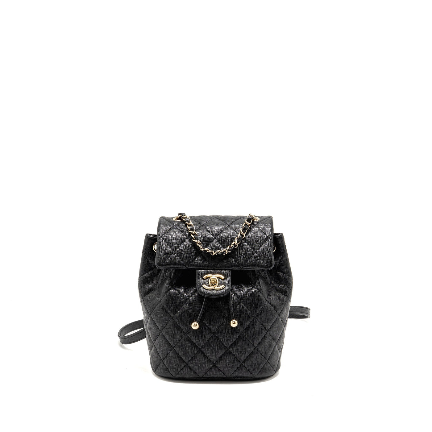 CHANEL QUILTED MINI BACKPACK CAVIAR BLACK LGHW (MICROCHIP)