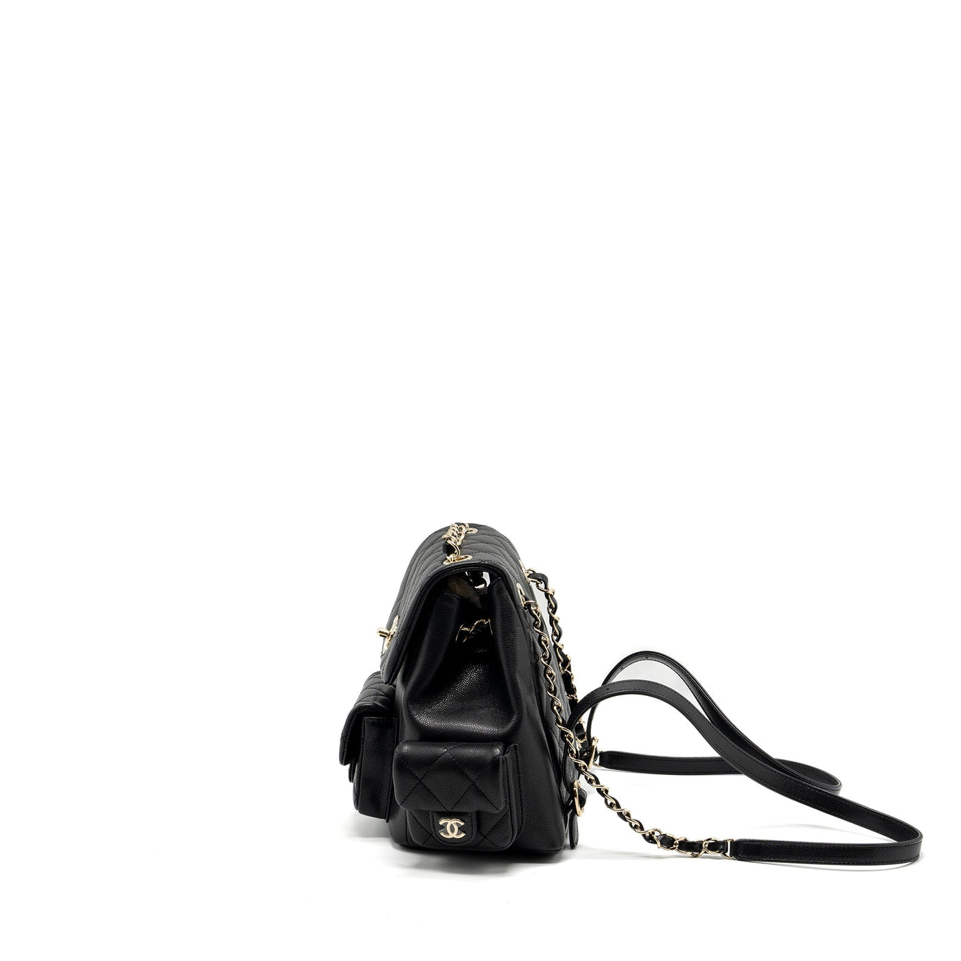 CHANEL 23K TRIPLE POCKET BACKPACK CAVIAR BLACK LGHW (MICROCHIP)