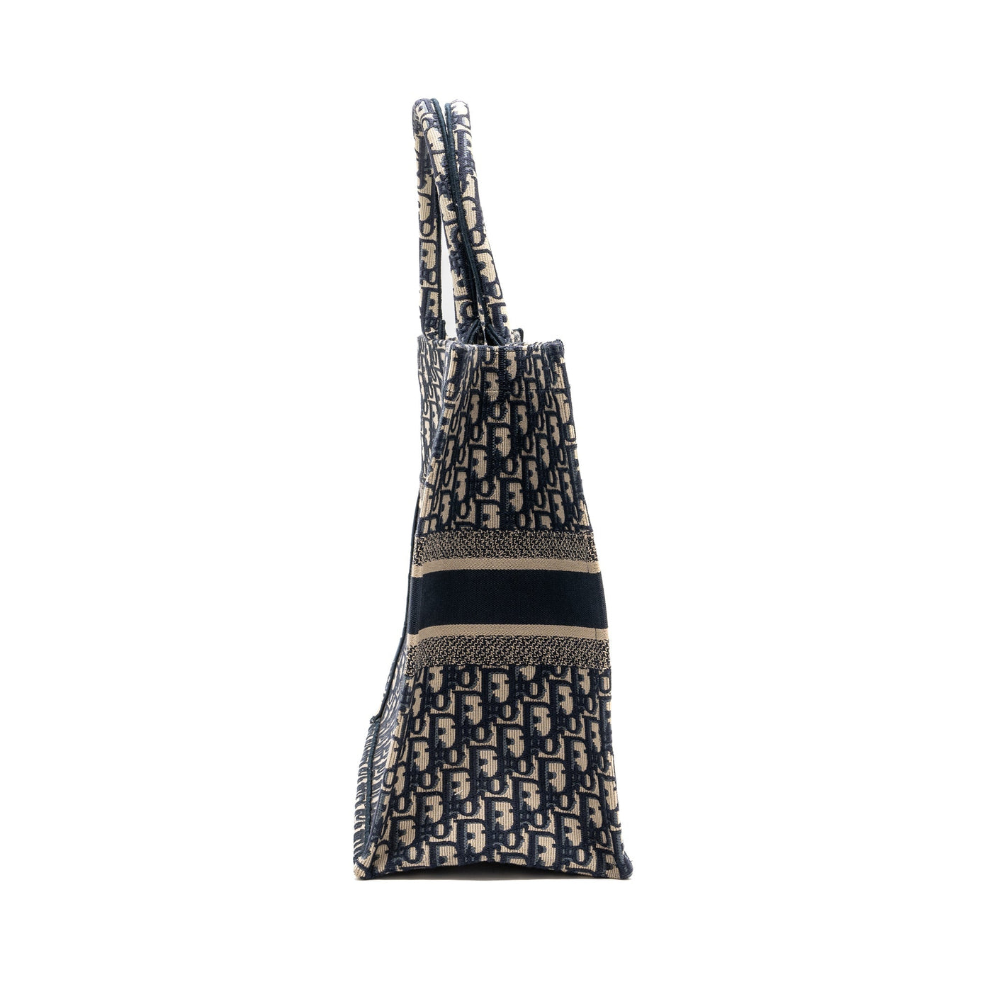 DIOR LARGE BOOK TOTE ECRU AND BLUE DIOR OBLIQUE EMBROIDERY