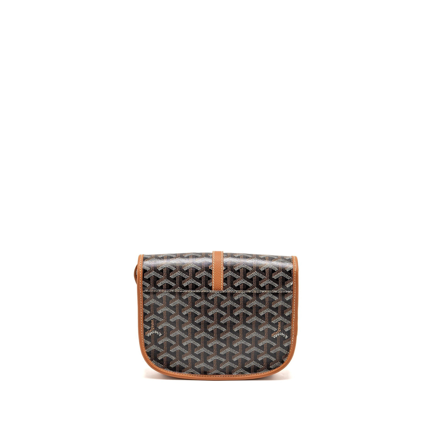 GOYARD BELVEDERE PM MESSENGER BAG GOYARDLINE CANVAS /CALFSKIN BLACK/TAN SHW