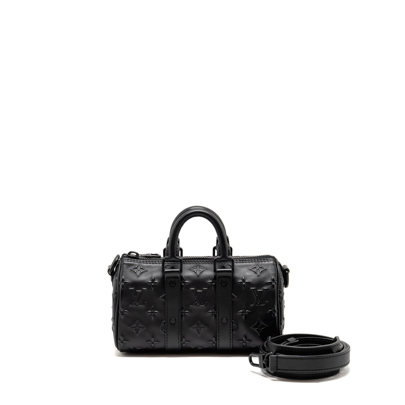 LOUIS VUITTON KEEPALL XS MONOGRAM SEAL COWHIDE LEATHER SO BLACK