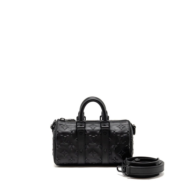 LOUIS VUITTON KEEPALL XS MONOGRAM SEAL COWHIDE LEATHER SO BLACK