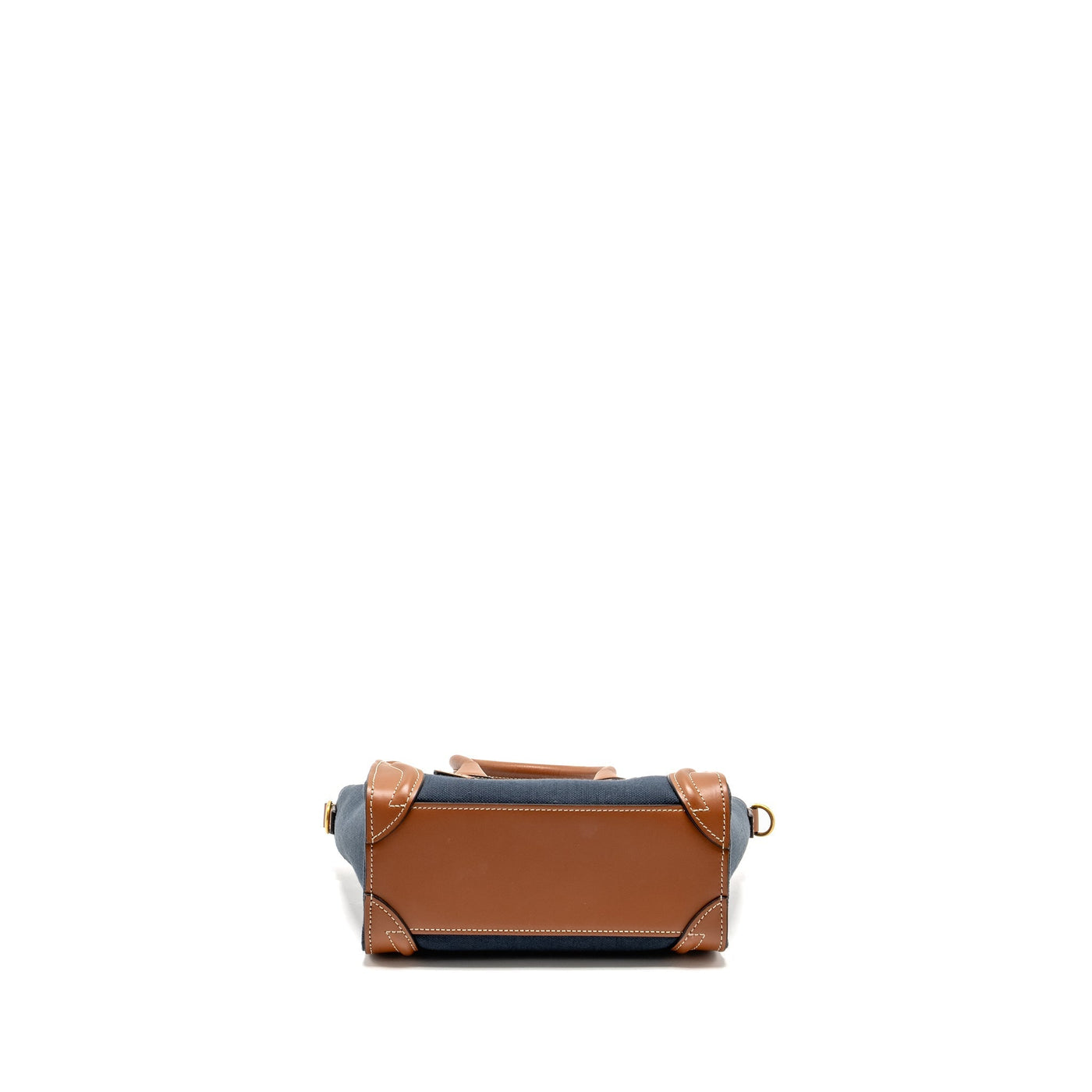 CELINE NANO LUGGAGE BAG CALFSKIN/DENIM TAN/NAVY GHW