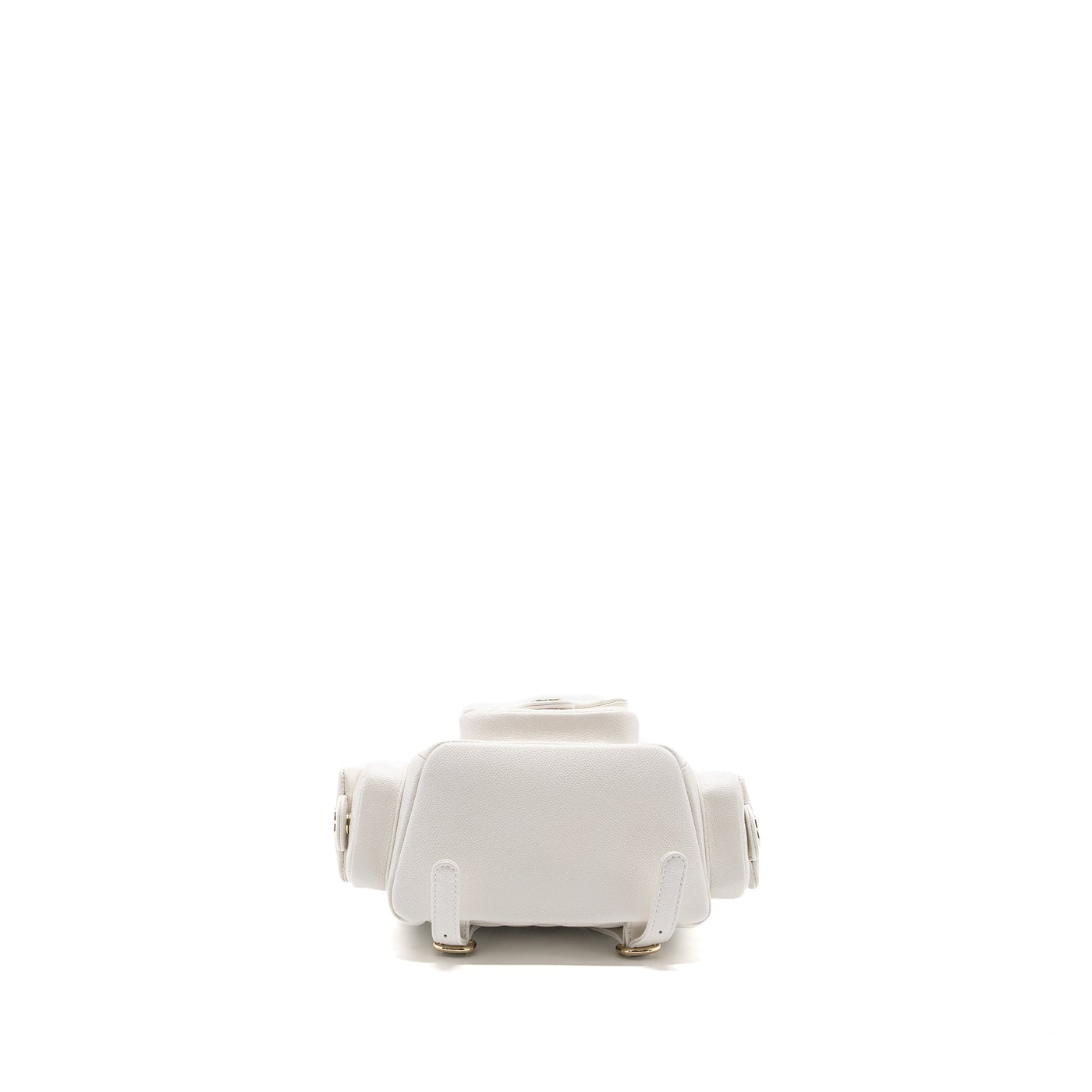 CHANEL 23K TRIPLE POCKET MINI BACKPACK CAVIAR WHITE LGHW(MICROCHIP)