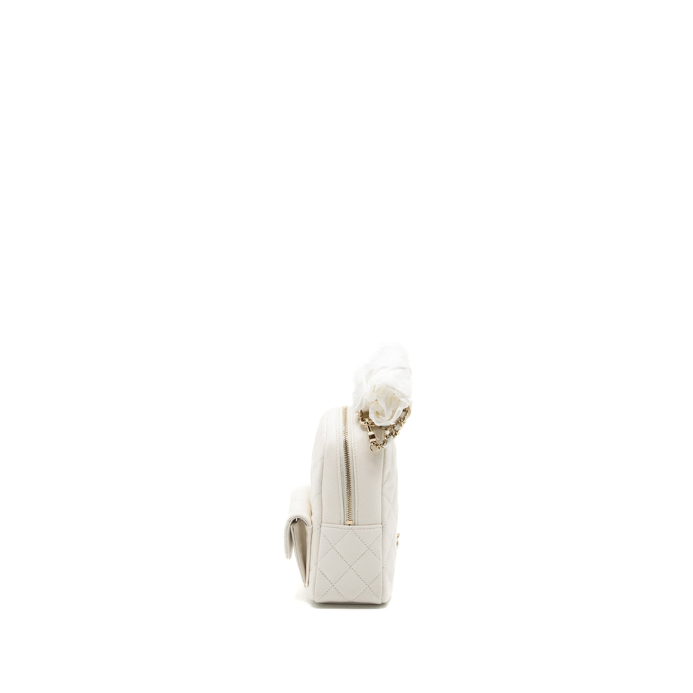 CHANEL 24C MINI BACKPACK/CROSSBODY BAG CAVIAR WHITE LGHW (MICROCHIP)