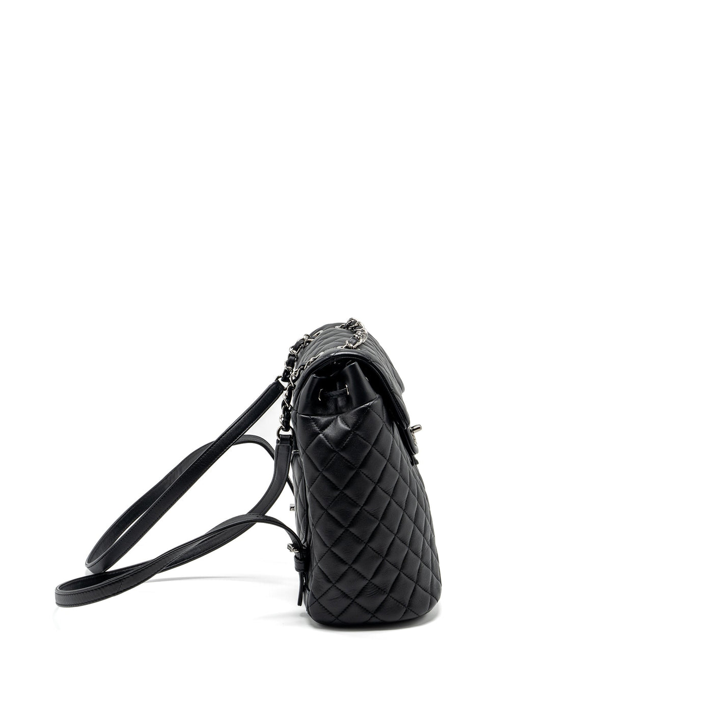 CHANEL SMALL URBAN SPIRIT BACKPACK LAMBSKIN BLACK WITH BLACK HARDWARE