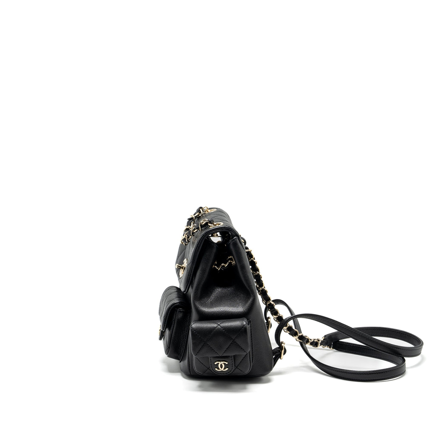 CHANEL TRIPLE POCKET BACKPACK CAVIAR BLACK LGHW (MICROCHIP)