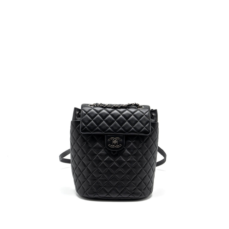 CHANEL SMALL URBAN SPIRIT BACKPACK LAMBSKIN BLACK WITH BLACK HARDWARE