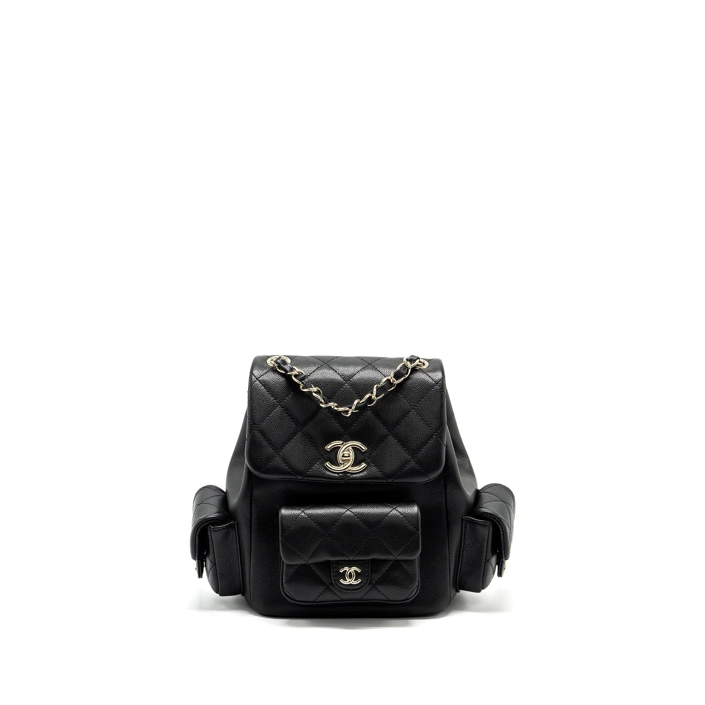 CHANEL TRIPLE POCKET BACKPACK CAVIAR BLACK LGHW (MICROCHIP)