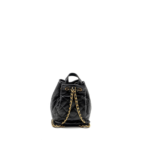 CHANEL 22S CANDY CHAINS MINI BUCKET BACKPACK LAMBSKIN BLACK GHW (MICROCHIP)