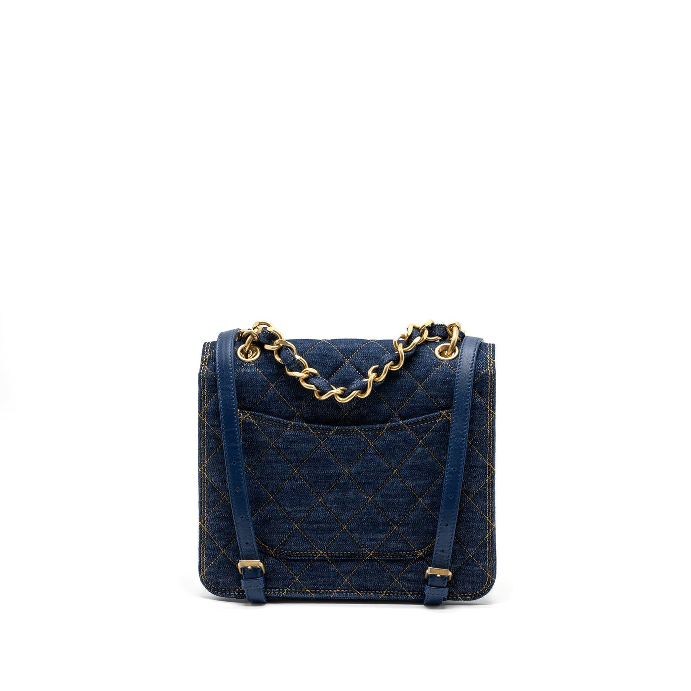 CHANEL 23S FLAP BACKPACK DENIM BLUE BRUSHED GHW (MICROCHIP)