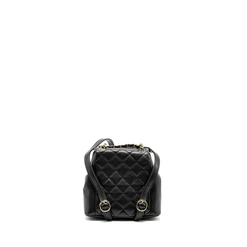 CHANEL 24A MINI DUMA BACKPACK GRAINED CALFSKIN BLACK LGHW (MICROCHIP)