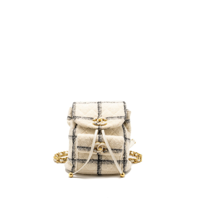 CHANEL DUMA BACKPACK FABRIC WHITE/MULTICOLOUR GHW (MICROCHIP)