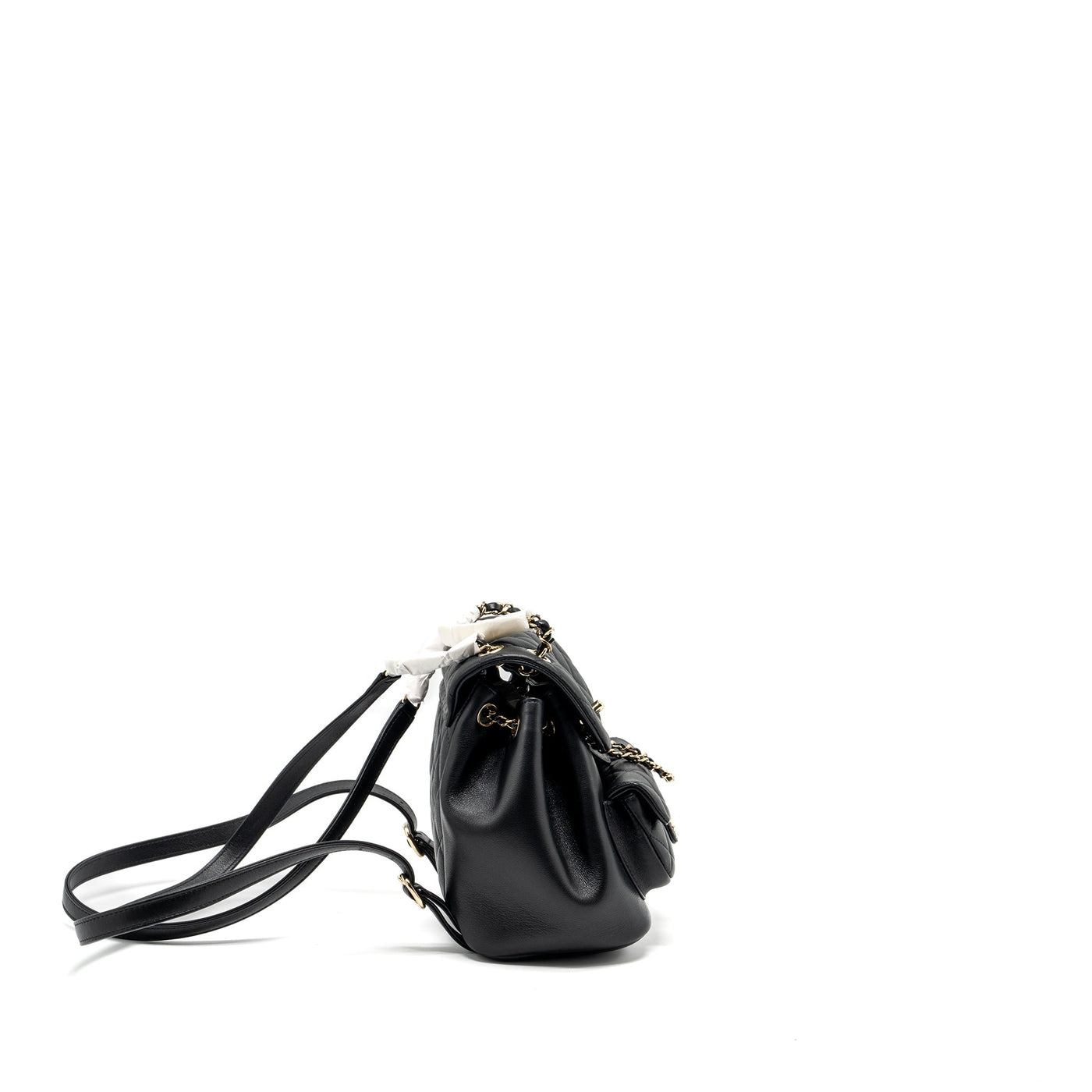 CHANEL 24P MINI DUMA BACKPACK CALFSKIN BLACK LGHW (MICROCHIP)
