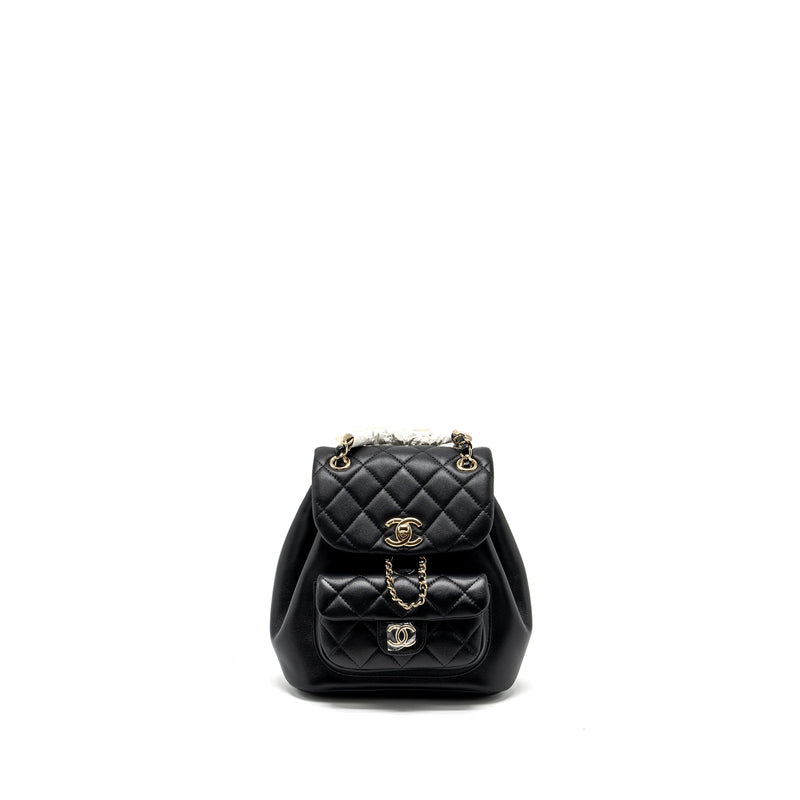 CHANEL 24P MINI DUMA BACKPACK CALFSKIN BLACK LGHW (MICROCHIP)