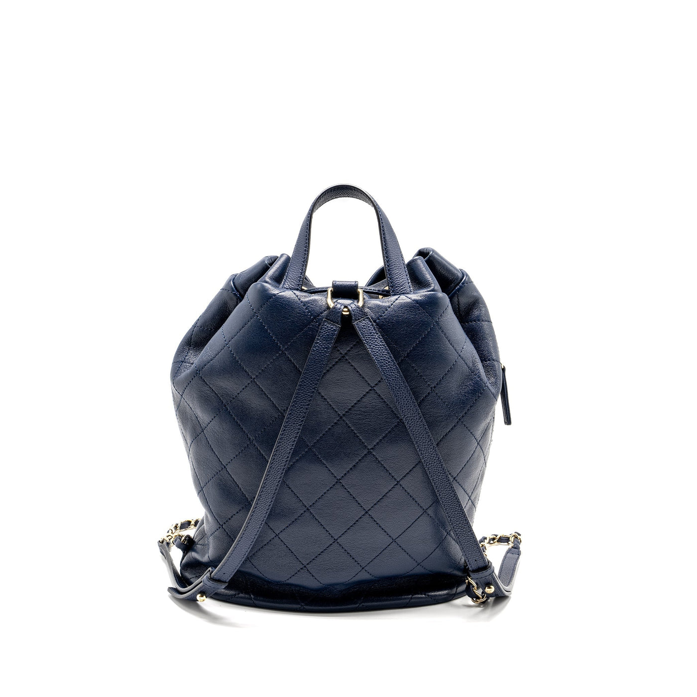 CHANEL DRAWSTRING BACKPACK LAMBSKIN/GRAINED CALFSKIN DARK BLUE LGHW