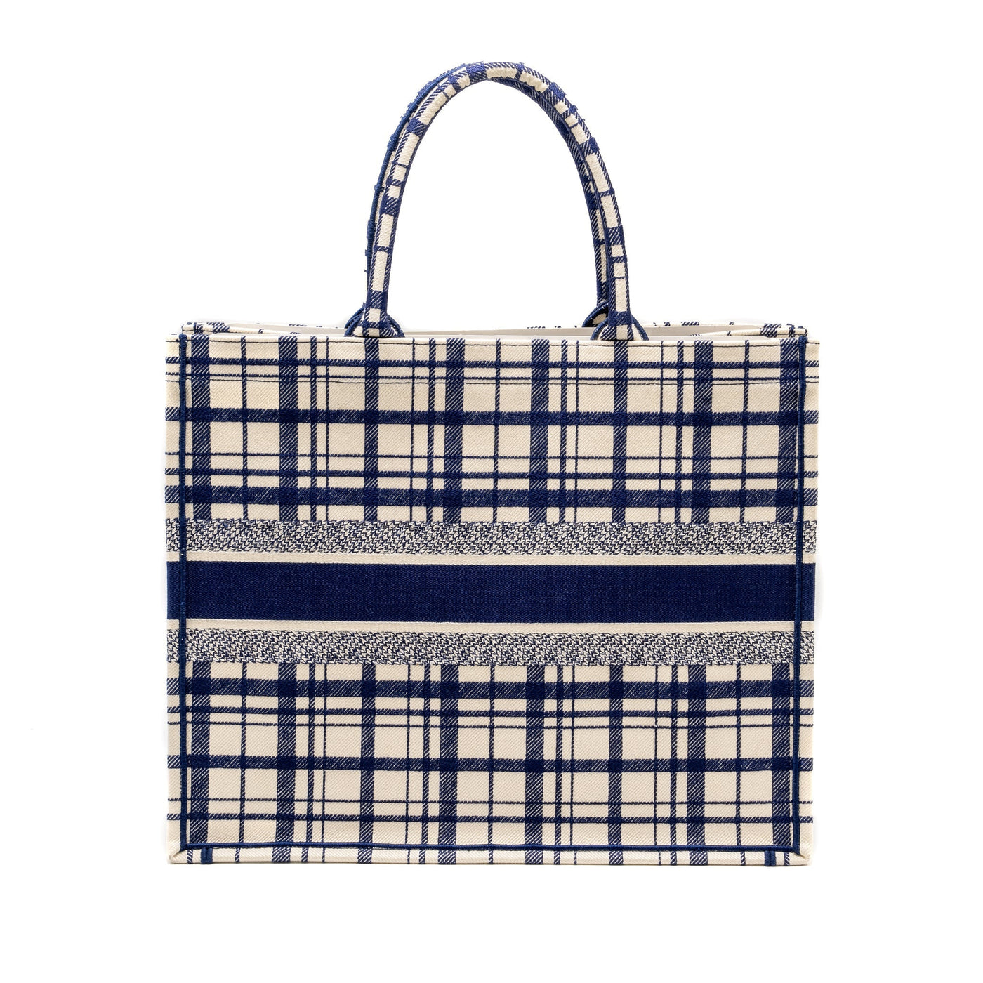 DIOR LARGE BOOK TOTE LINEN BLUE CANVAS